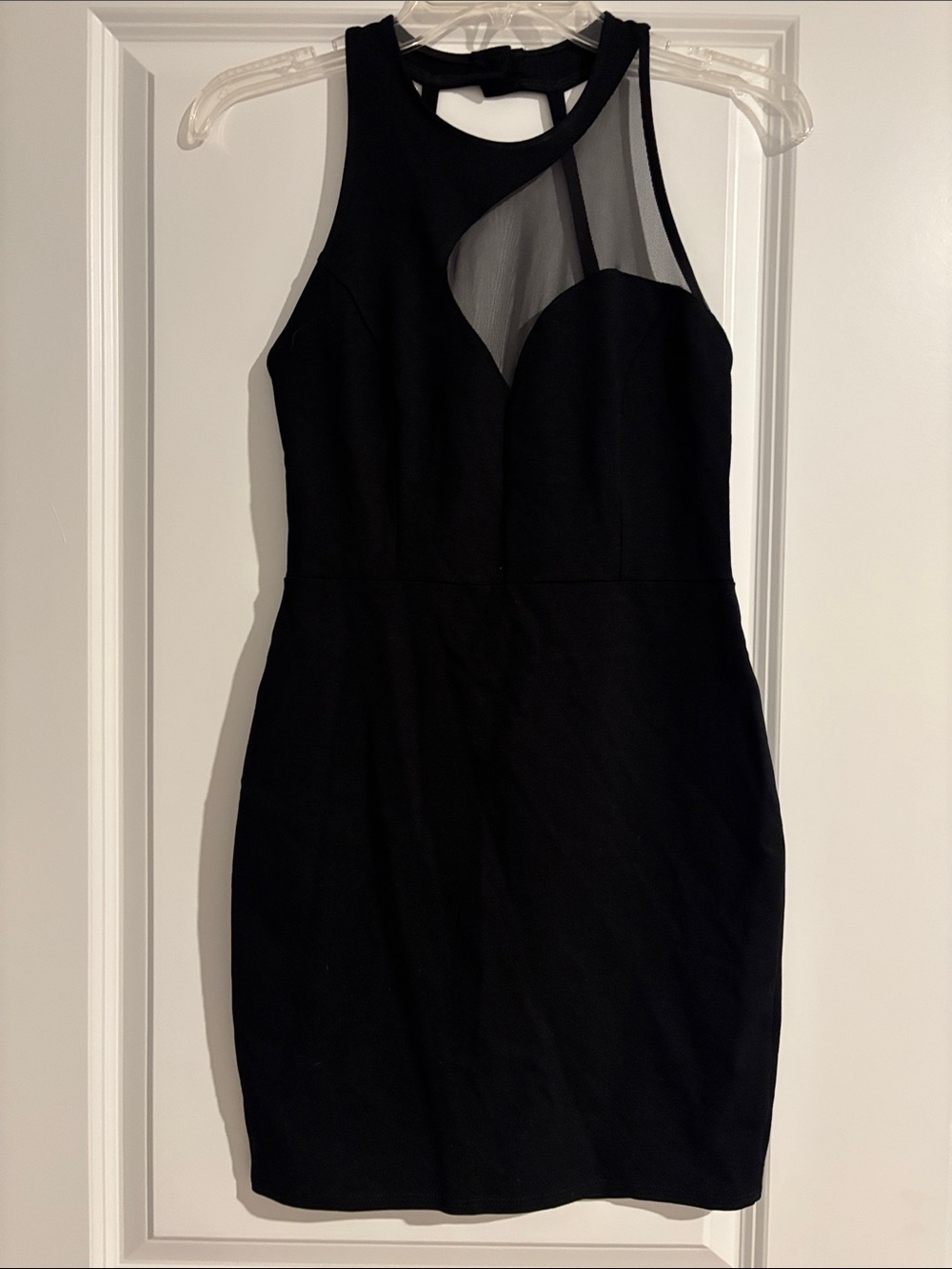 NWT!! Solemio Black Sheath Backless Dress with Mesh Insert